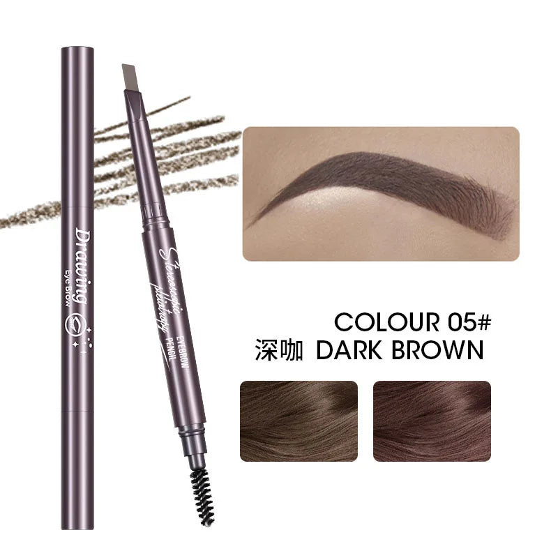 Natural Brown Waterproof Eyebrow Pencil Ultra-fine Triangle Precise Brows Cream With Brush Lasting No Blooming Rotatable Makeup Peaceful Pleasures Health and Wellness 05