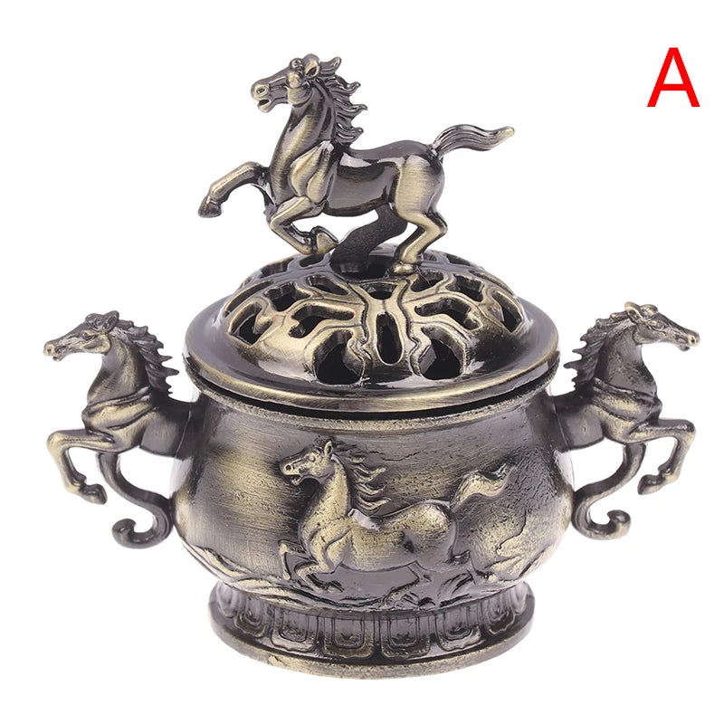 Vintage Alloy Horse Incense Burner | Lotus Censer 2026 Incense Burner Peaceful Pleasures Health and Wellness A