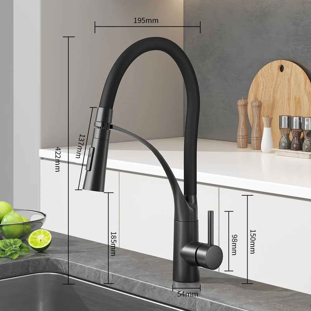 AOGUTU Brass Pull-Down Kitchen Faucet | Hot & Cold Mixer Tap