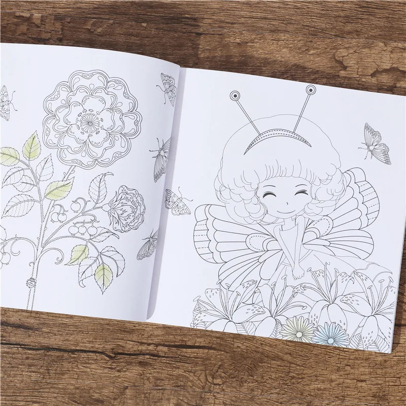 Bview Art 50-page 100 Sheets Princess Floral Coloring Book Girls