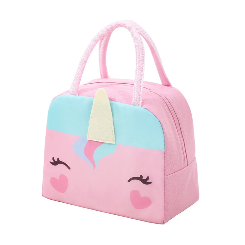 3D Three-Dimensional Bento Bag Cute Cartoon Bento Bag Lunch Bag Handbag Storage Insulation Bag Canvas Lunch Box Bag Ice Pack Peaceful Pleasures Health and Wellness Deep Pink Pony
