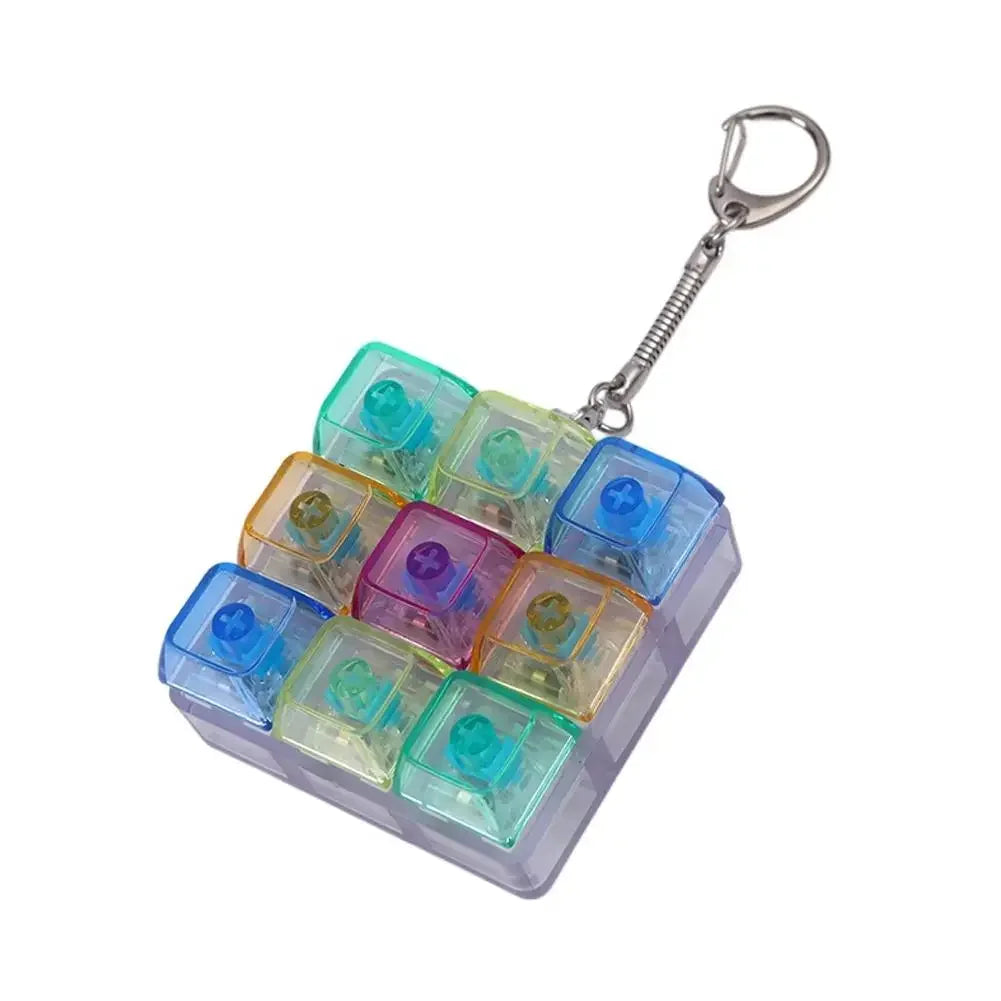 Transparent 9 Keys Mechanical Keyboard Keychain, LED Light Fidget Toy, Stress Relief Clicker Portable Keyring for Adults & Teens Peaceful Pleasures Health and Wellness no light