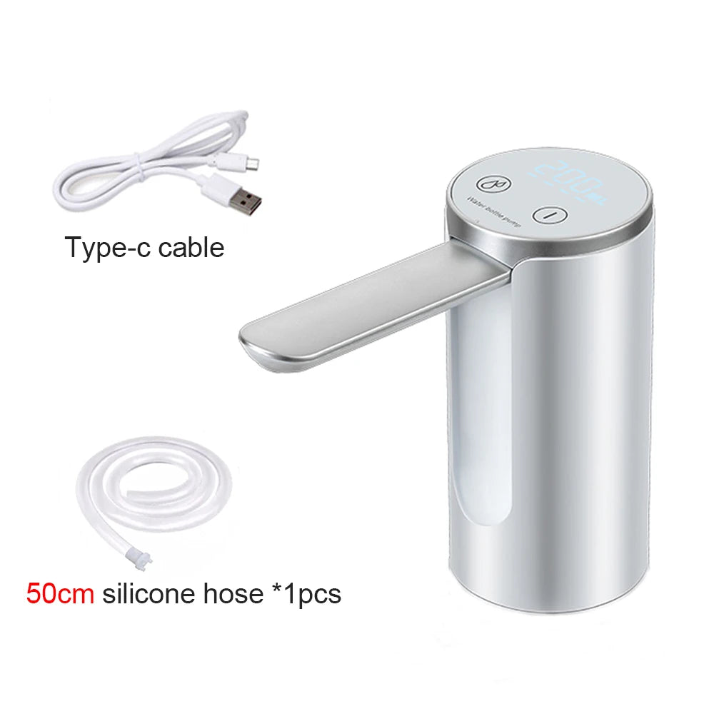 Electric Water Gallon Pump Automatic Water Pump 19 Liters Foldable Desktop Water Bottle Pump USB Rechargeable Water Dispenser Peaceful Pleasures Health and Wellness White