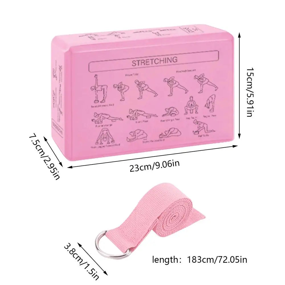 2-Pack EVA Yoga Blocks & Stretch Strap | Non-Slip Foam Bricks