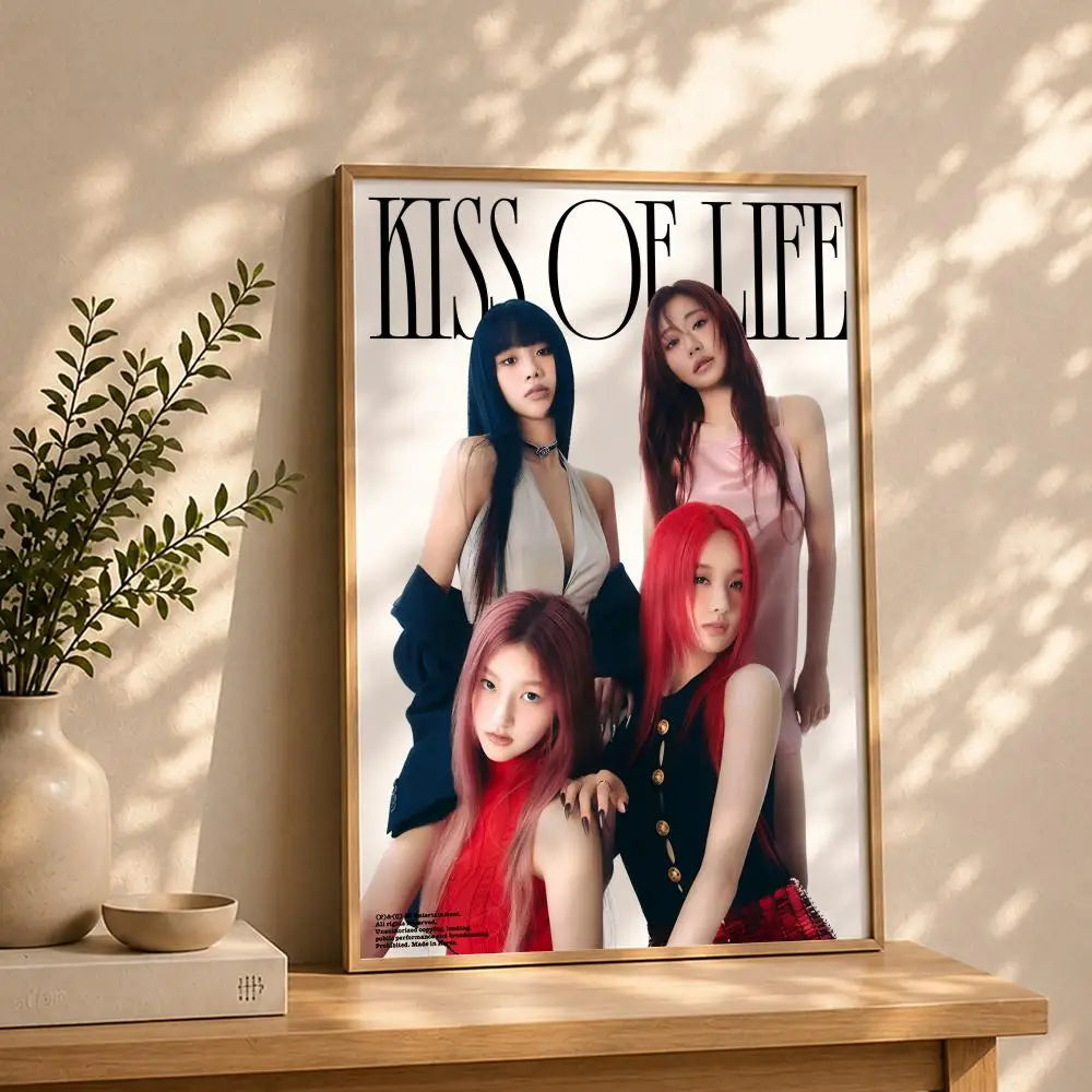 Kpop K-KISS OF LIFES Poster HD Self Adhesive Waterproof Wall Art Ideal for Home Office Dorm Bedroom Great Gift Peaceful Pleasures Health and Wellness