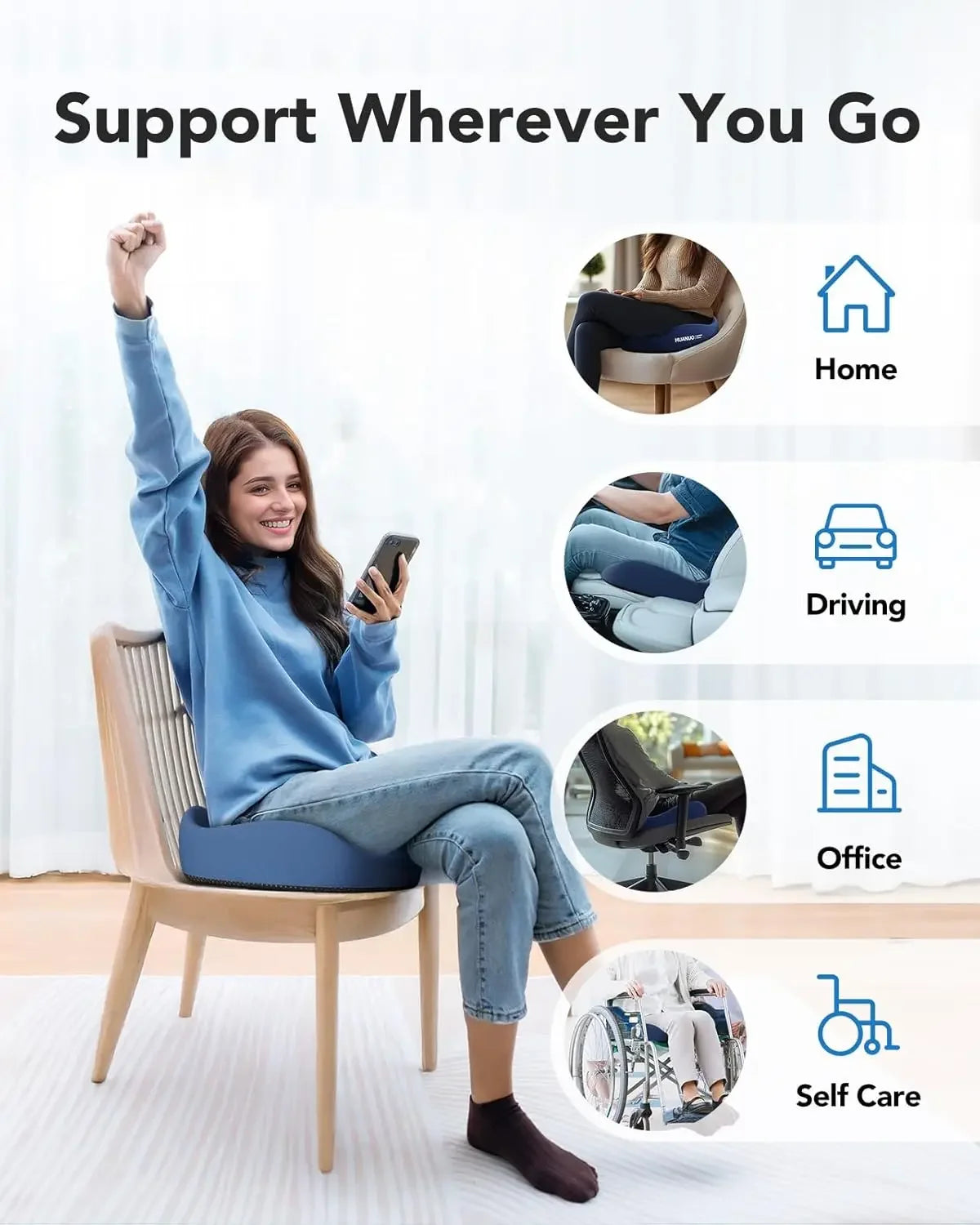 Ergonomic Seat Cushion with Cooling Gel – Extra Large Ergonomic Support Peaceful Pleasures Health and Wellness