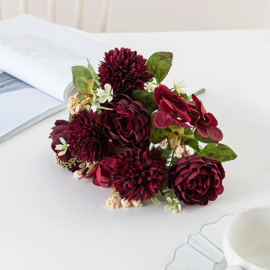 Silk Peony Artificial Flower Bouquet for Wedding & Home Decor