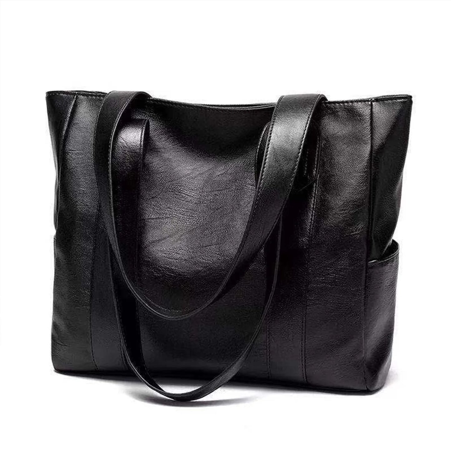 Women's Large Capacity PU Leather Tote Shoulder Handbag