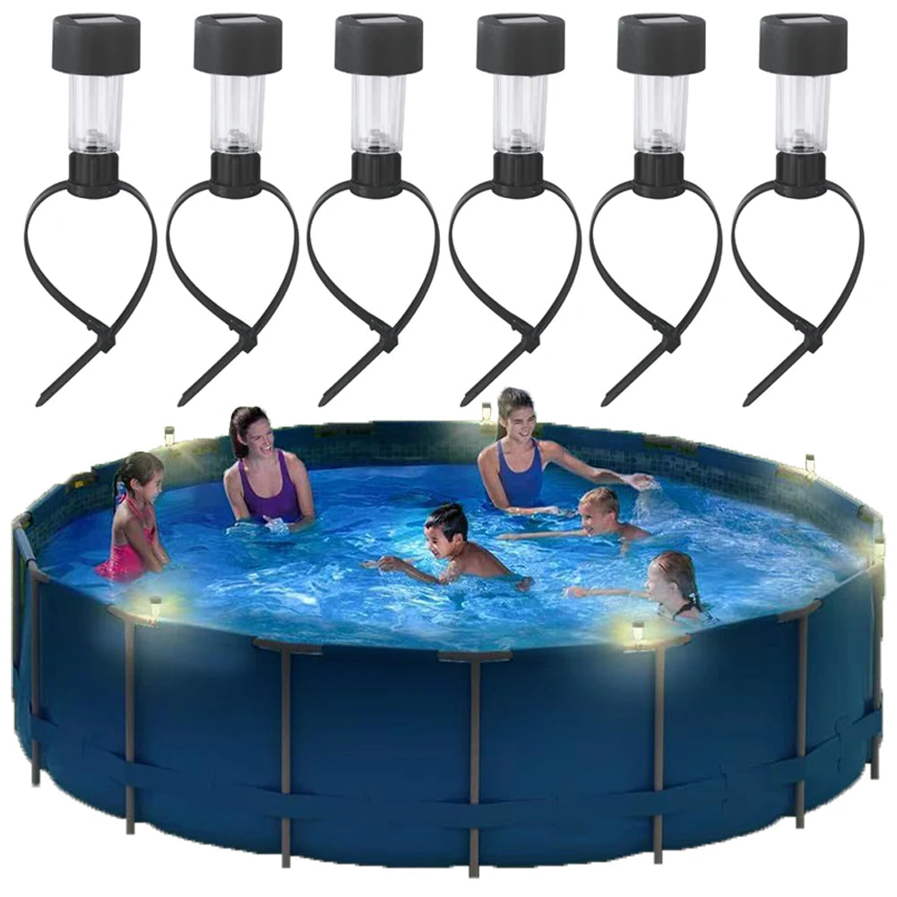 Solar Pool Fence Lights 6 Pack | IP44 Waterproof LED Decor Peaceful Pleasures Health and Wellness