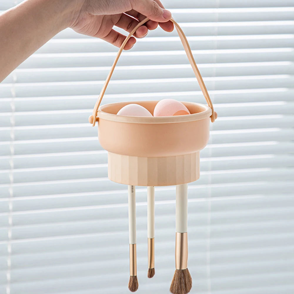 Makeup Brush Cleaning Bowl Beauty Egg Cleaning Tool Storage Set Brush Powder Puff Dry Cleaning Silicone Drying Shelf Peaceful Pleasures Health and Wellness Yellow white