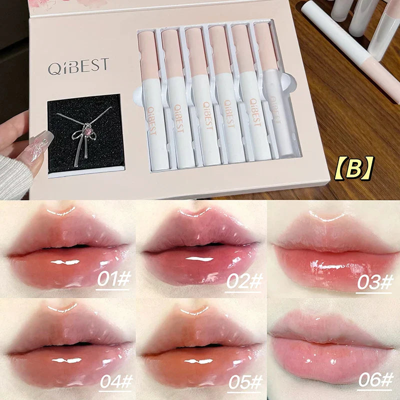 QiBest 6-Piece Matte Lipstick & Lip Glaze Gift Set + Mirror