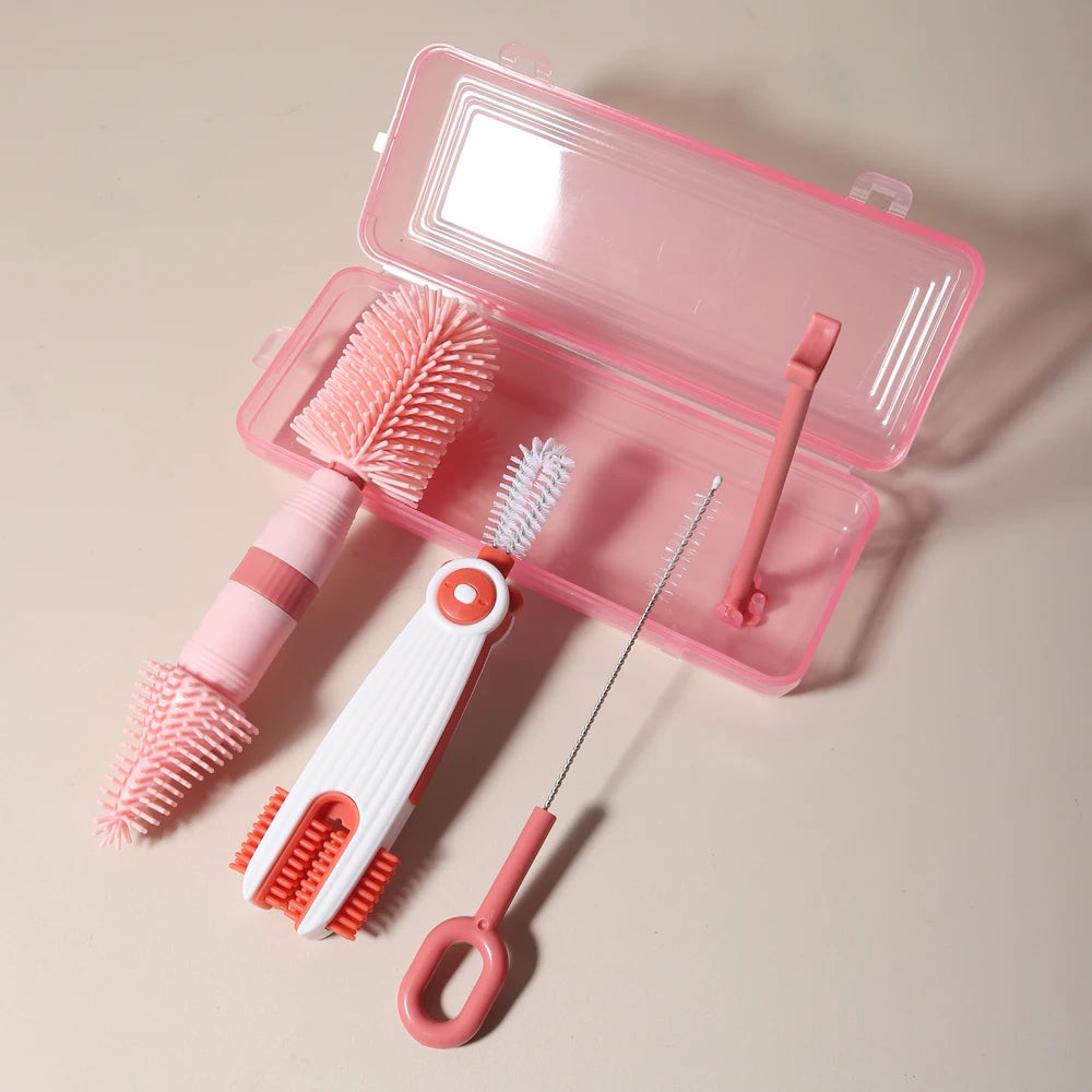 4-in-1 Baby Bottle Cleaning Set | Silicone & Straw Brushes