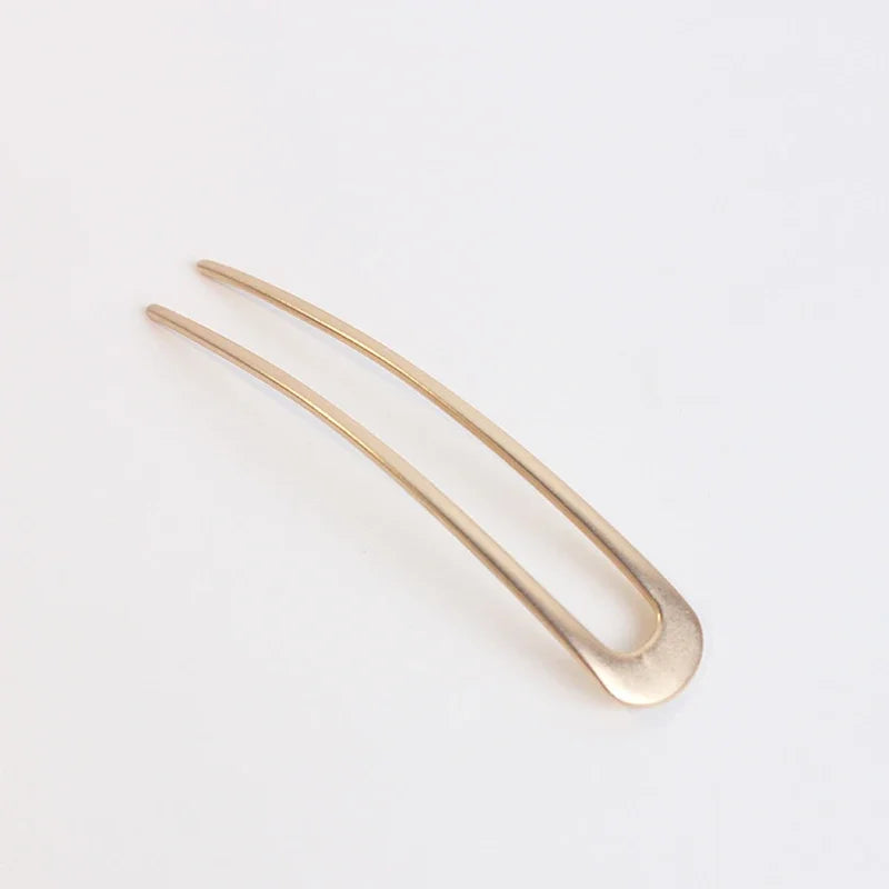 U-shaped Hairpin Fashionable Simple Metal Bun Hair Accessory Exquisite Elegant and Modern High-end Hairpin Hair Accessory New Peaceful Pleasures Health and Wellness Gold Hair Stick