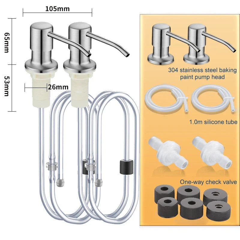 2-Pack Stainless Steel Soap Dispenser Pump for Kitchen Sink