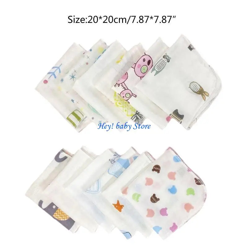 10-Pack Baby Washcloth Set | Soft Double Layer Gauze Face Towels