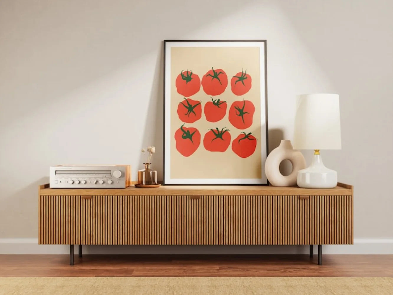 A Frameless Tomato Print,Kitchen Wall Art, Food Art,Mediterranean Print,Printable Wall Art Canvas Poster,for Kitchen Wall Decor Peaceful Pleasures Health and Wellness