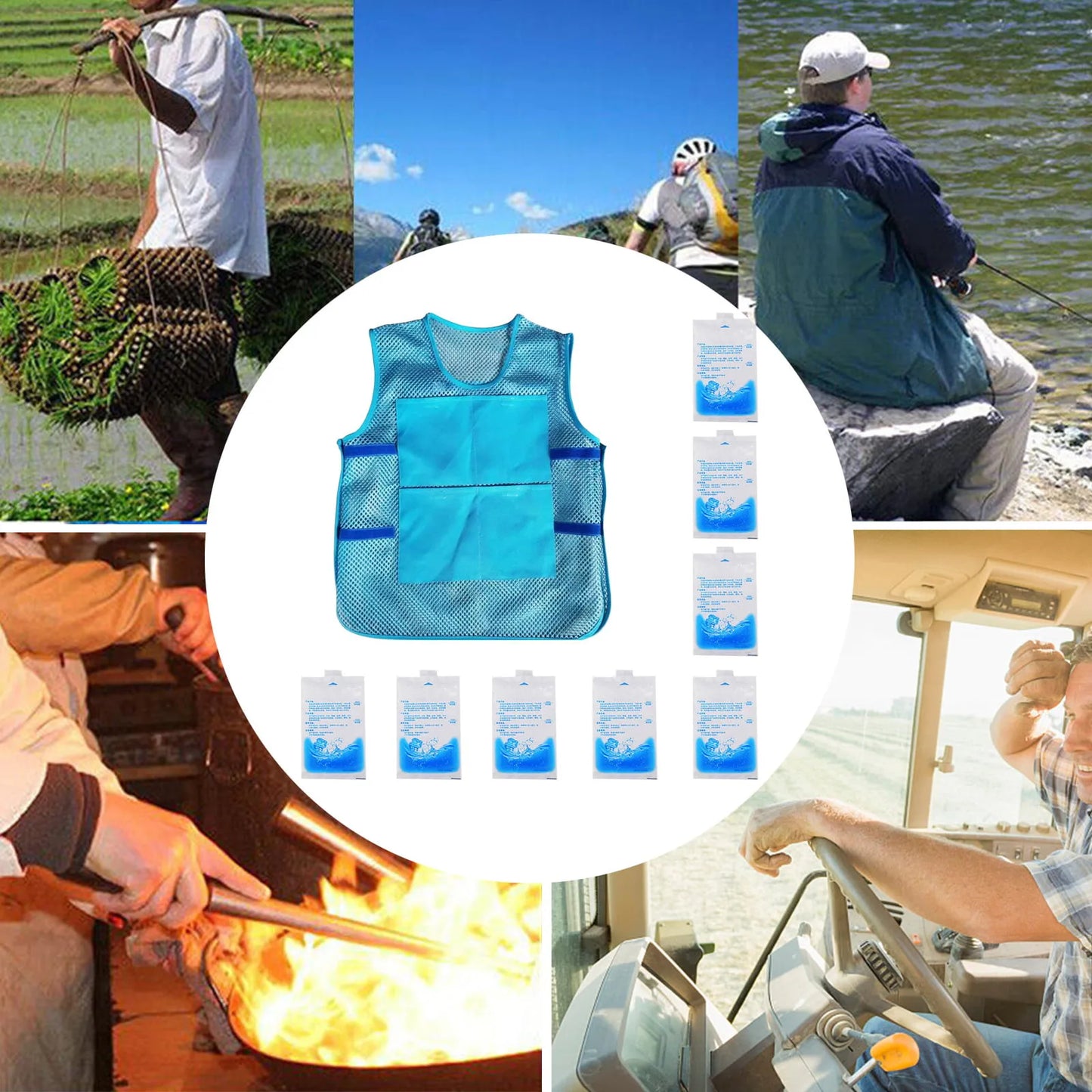 Ice Pack Cooling Vest with 8 Ice Packs – Summer Heat Relief