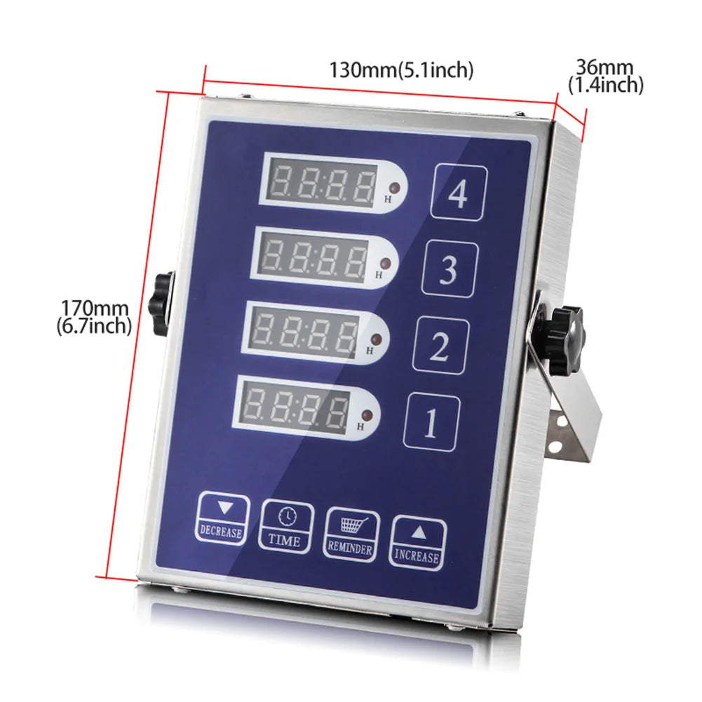 Restaurant 4-Channel Reminder Timer Digital Restaurant Timer Clear LED Display Extra-Loud Adjustable Alarm Timer Kitchen Baking Peaceful Pleasures Health and Wellness