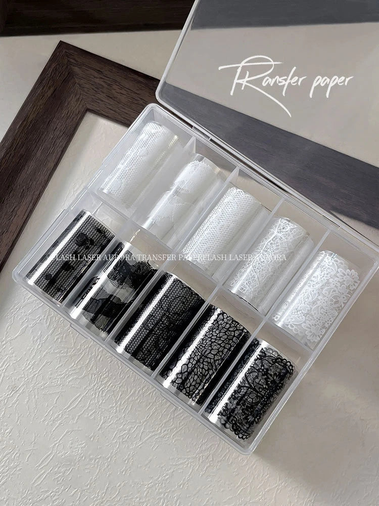 10 Rolls Vintage Lace Water Transfer Nail Decals | DIY Manicure
