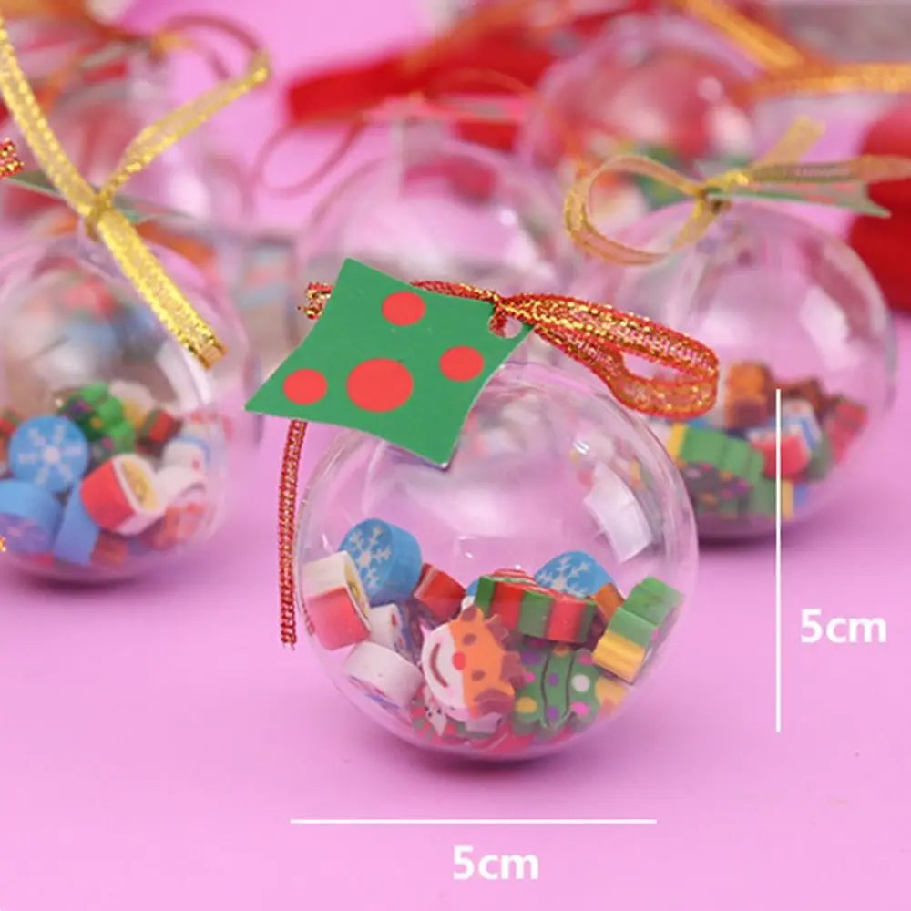 Kawaii Christmas Mini Eraser Ball Set – 22pcs Santa & Snowman