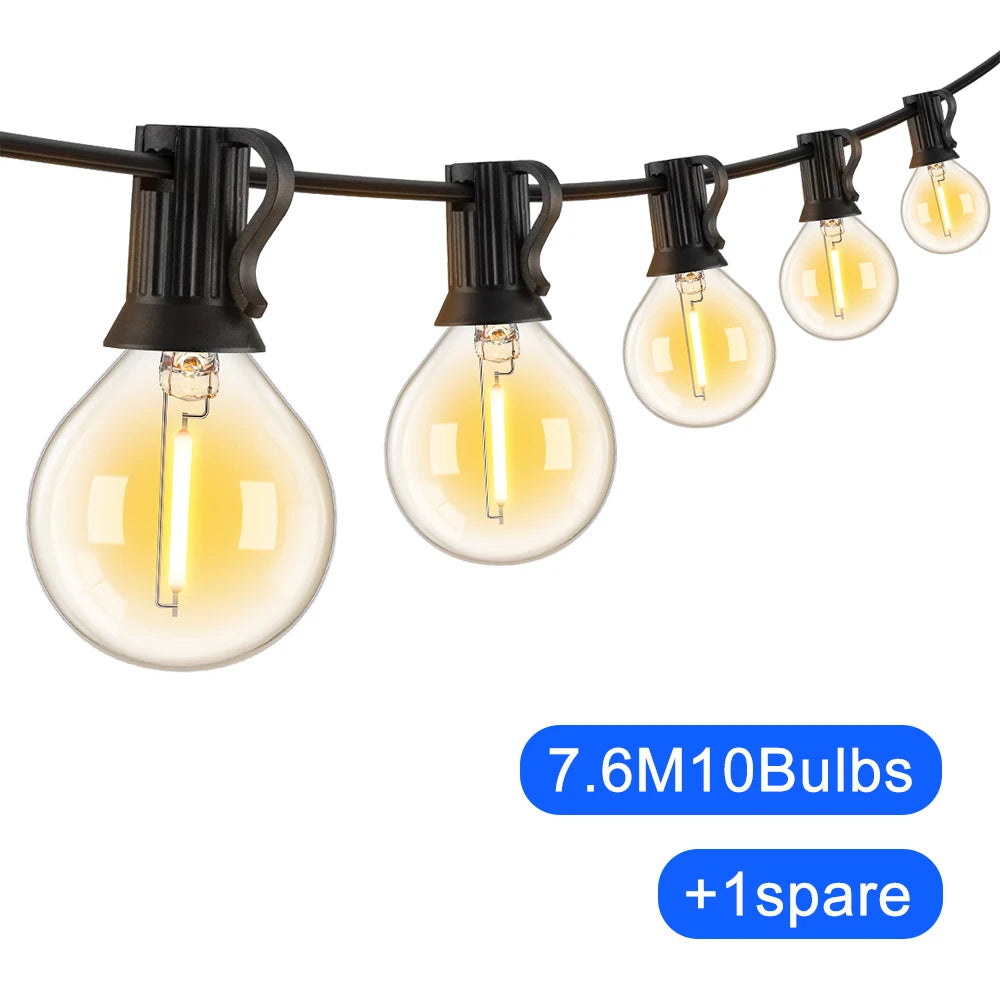 G40 LED Outdoor String Lights | Shatterproof Patio Globe Bulbs