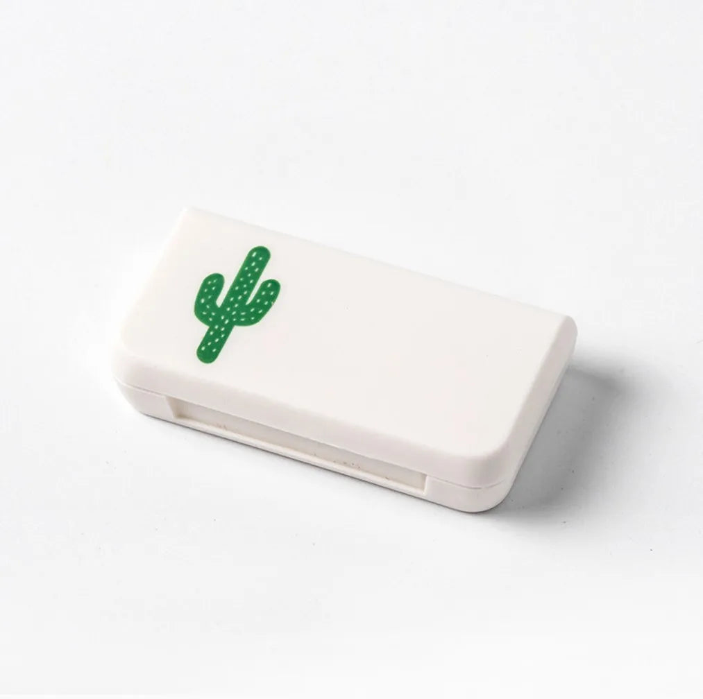 3-Grid Mini Pill Box Organizer | Cute Cactus Portable Case
