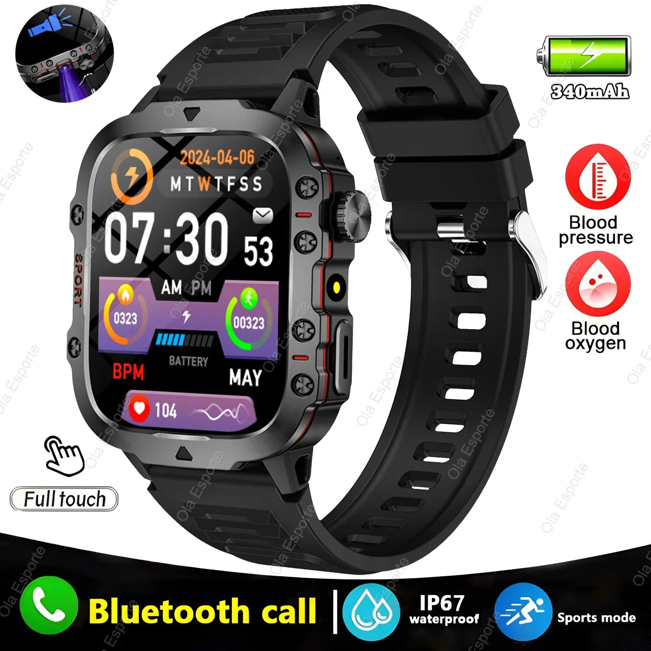 Military Smart Watch Men – GPS, Bluetooth Calls & Fitness Tracker