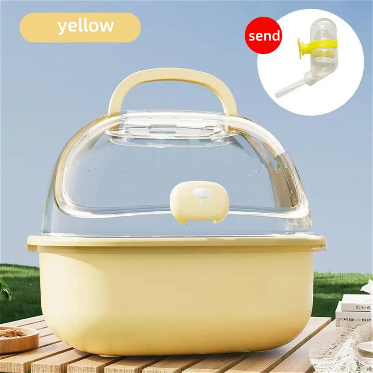 Transparent Portable Hamster Cage – Large Space, Handheld Travel Small Animal Cage Peaceful Pleasures Health and Wellness Yellow