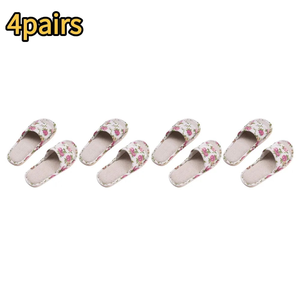 Women's Floral Indoor Slippers – Anti-Slip Flat Home Shoes