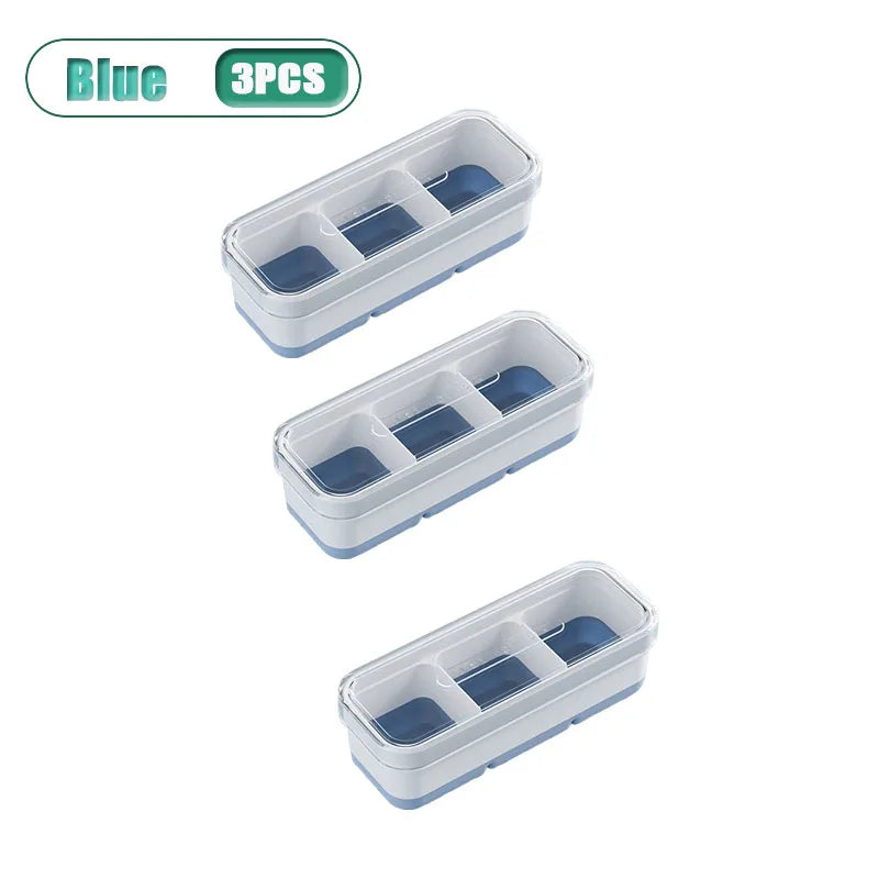 3-Compartment Silicone Ice Cube Tray with Lid – BPA Free