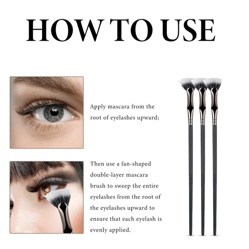 Fan-shaped eyelash brush, mascara brush, eyelash comb separator, suitable for upper and lower eyelashes Eyelash makeup tools Peaceful Pleasures Health and Wellness
