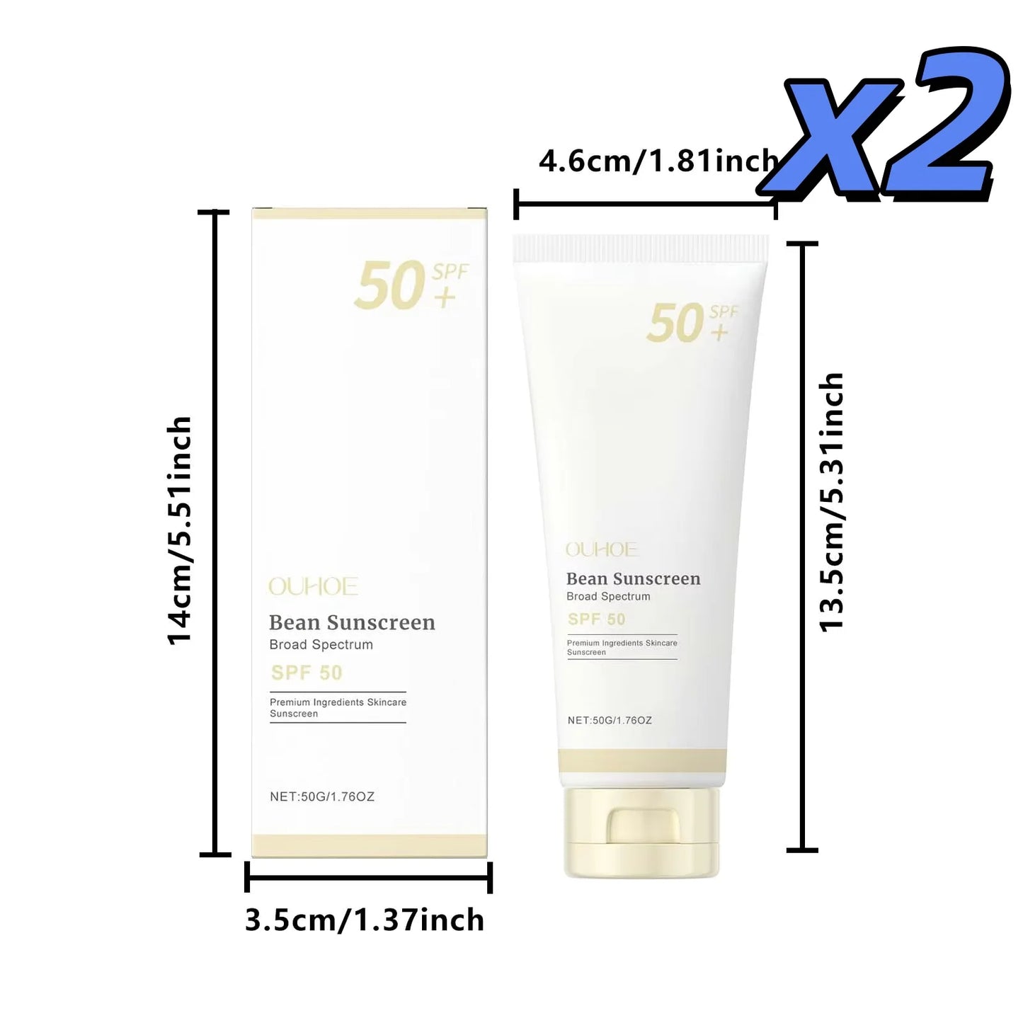 Ouhoe SPF 50+ Mild Moisturizing Sunscreen UVA/UVB 50g