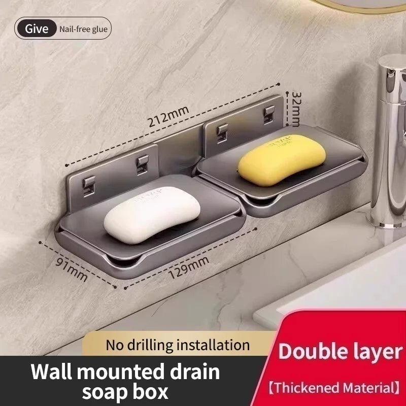 Corner Bathroom Soap Holder Rack – No-Drill Wall Mount