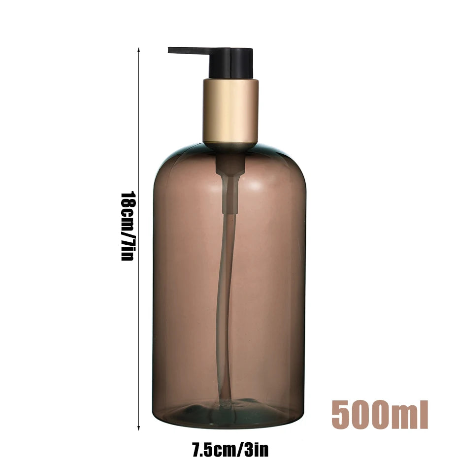 Refillable Shampoo and Conditioner Dispenser Shampoo Bottles with Pump Waterproof Labels Chic Shower Soap Dispenser Peaceful Pleasures Health and Wellness 1pc brown bottle