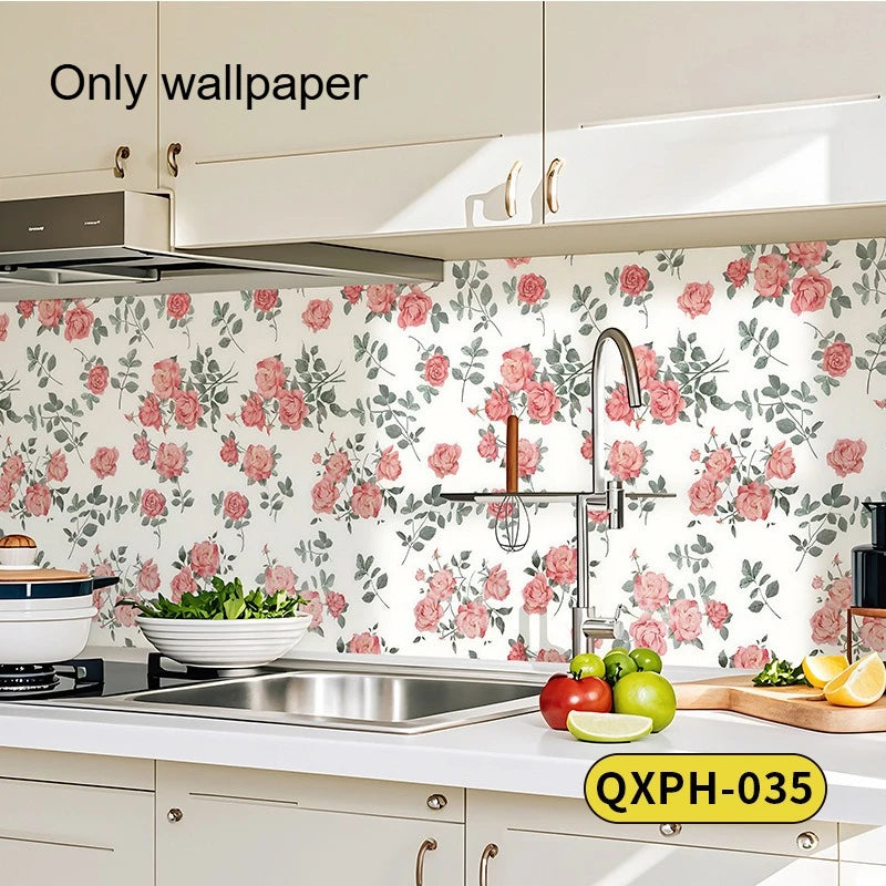 1 Roll French Retro Wallpaper Self-adhesive Thickened Bedroom Wardrobe Furniture Cabinet Tabletop Sticker Peaceful Pleasures Health and Wellness QXPH-035 44cmx3m