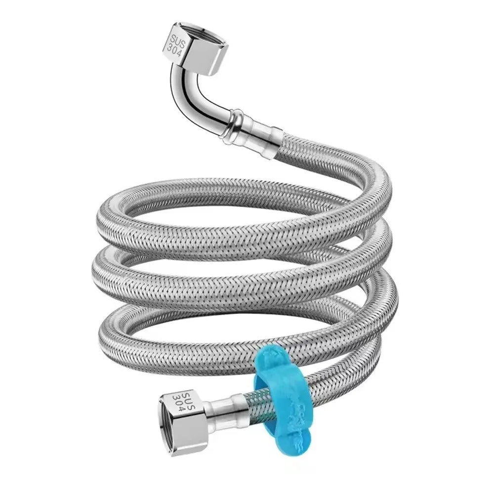Stainless Steel Braided Flexible Hose 90° Elbow Water Inlet Pipe
