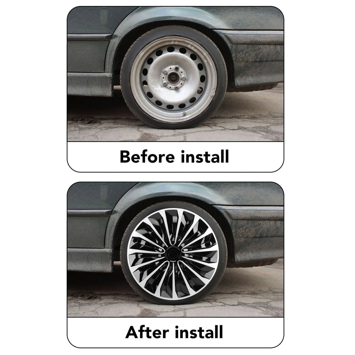16-Inch Hubcaps Set of 4 | Universal R16 Steel Wheel Covers