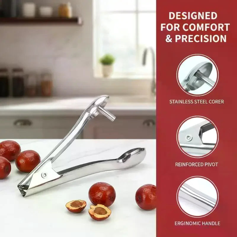 Stainless Steel Cherry & Jujube Corer – Fruit Pit Remover Tool