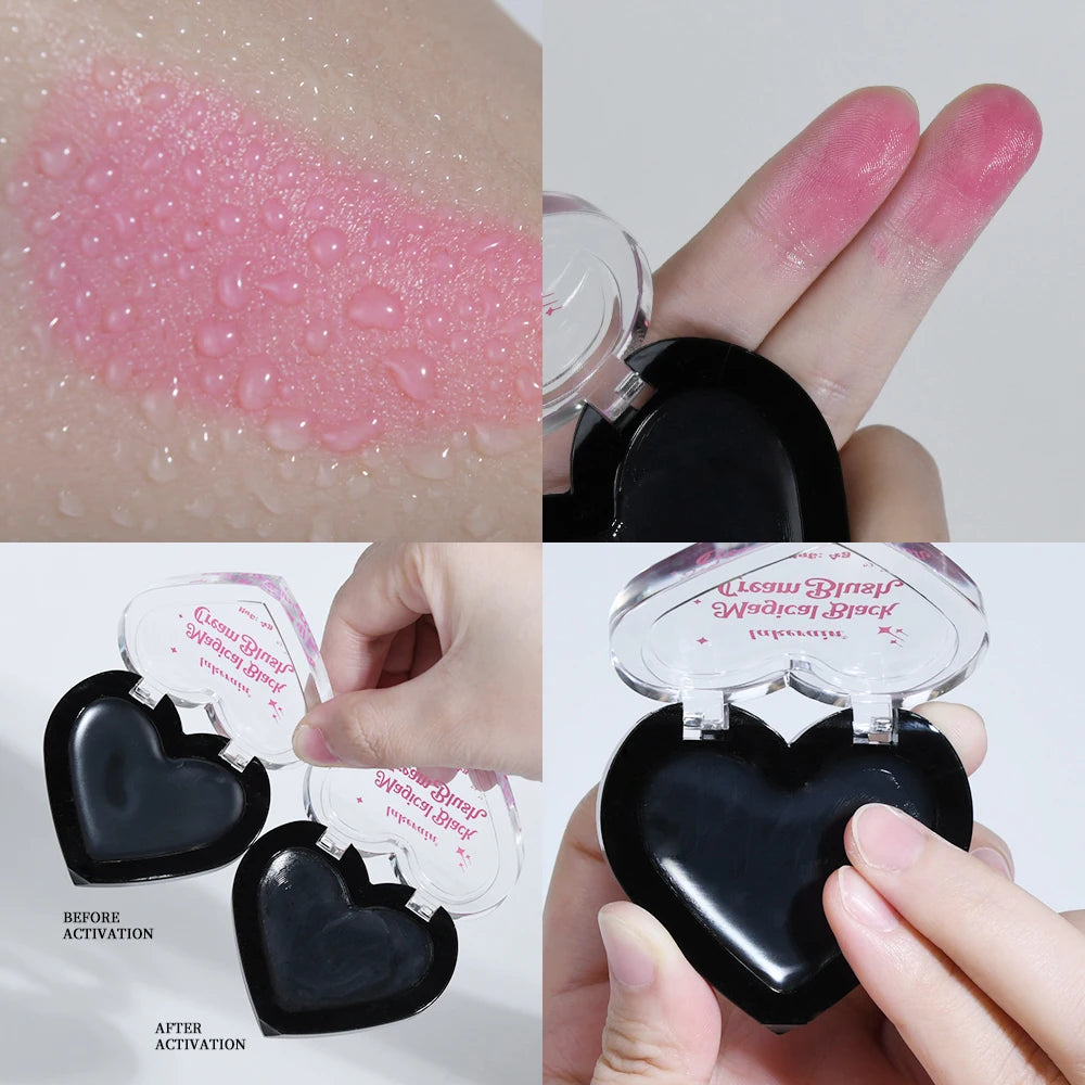 Lakerain Black Cream Blush Color Changeable Body Temperature-Responsive Formula Silky Touch Easy to Spread Facial Lips Eyes Peaceful Pleasures Health and Wellness