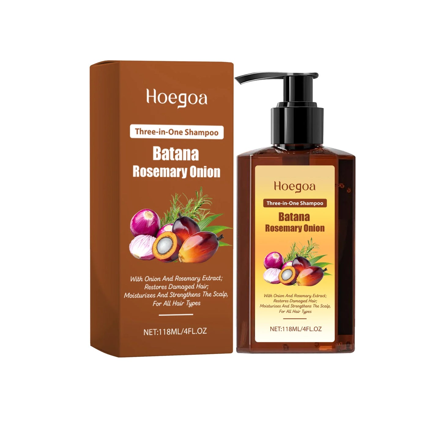 HOEGOA 3-in-1 Batana Rosemary Onion Shampoo | Dandruff & Growth