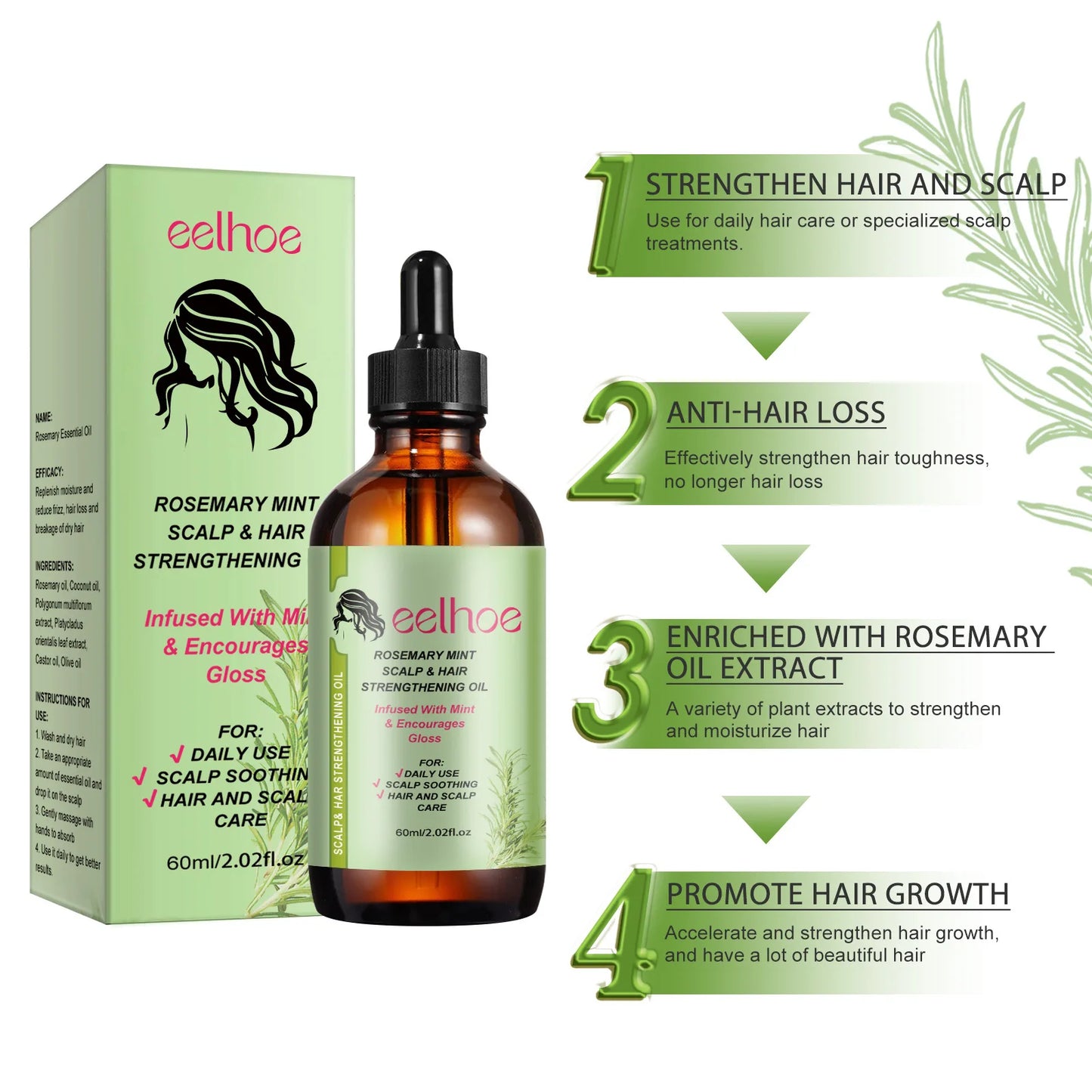 EELHOE Rosemary Oil for Hair Growth and Dandruff Treatment Peaceful Pleasures Health and Wellness