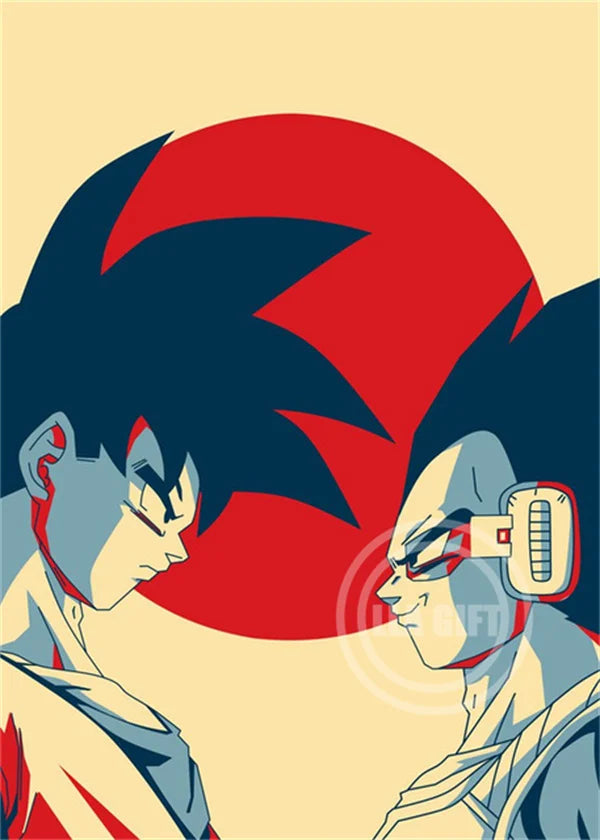 Classic Japanese Anime Surrounding Dragon Ball Goku Vegeta Poster Vintage Canvas Painting Print Picture Children Gift Cuadros Peaceful Pleasures Health and Wellness C 40x60cm