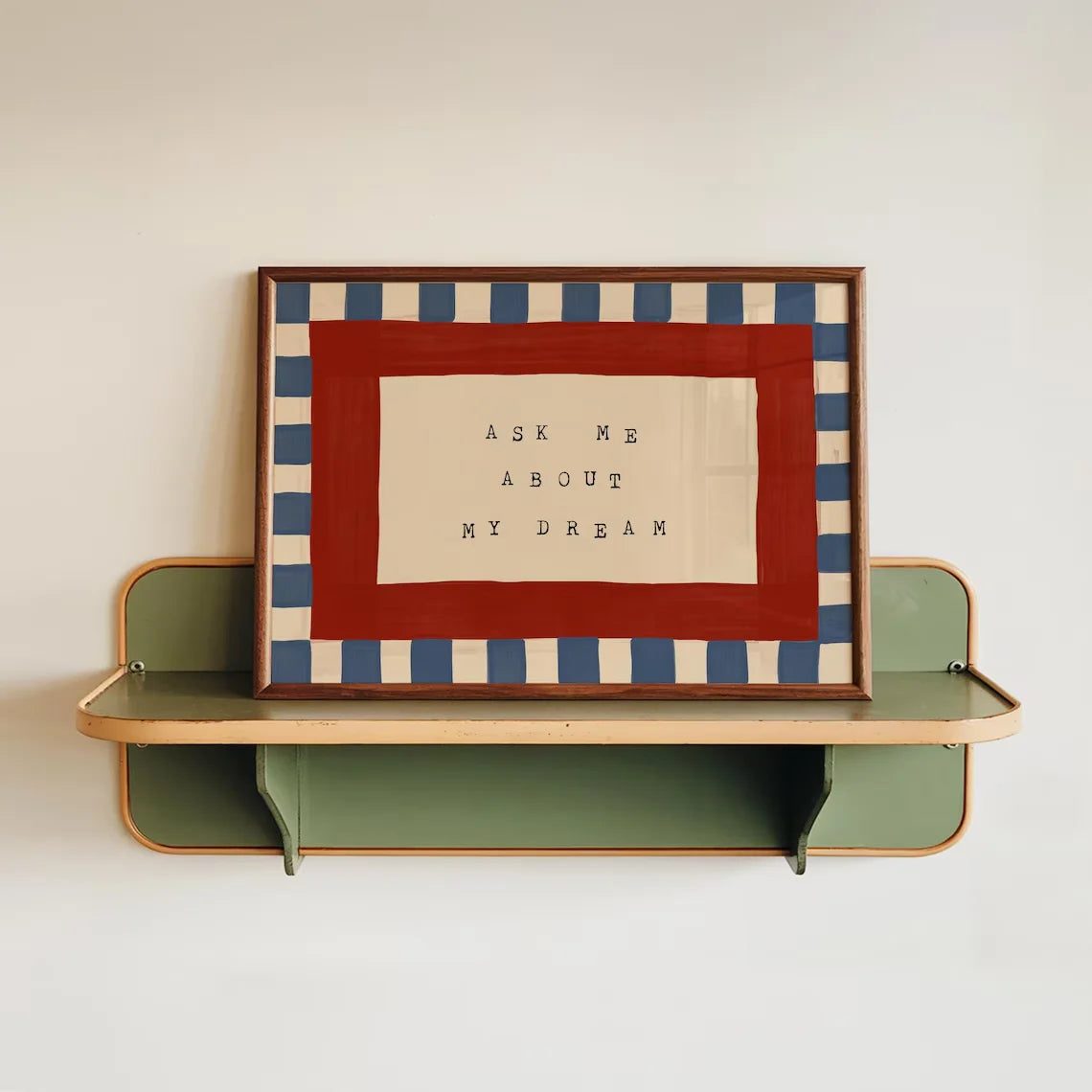 Retro Checkered Bedroom Canvas Wall Art | Mid-Century Print