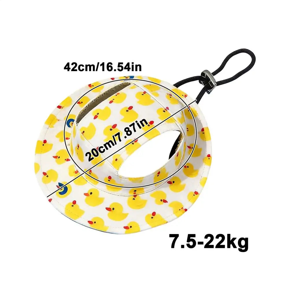 Adjustable Dog & Cat Sun Hat – UV Wide Brim Pet Cap