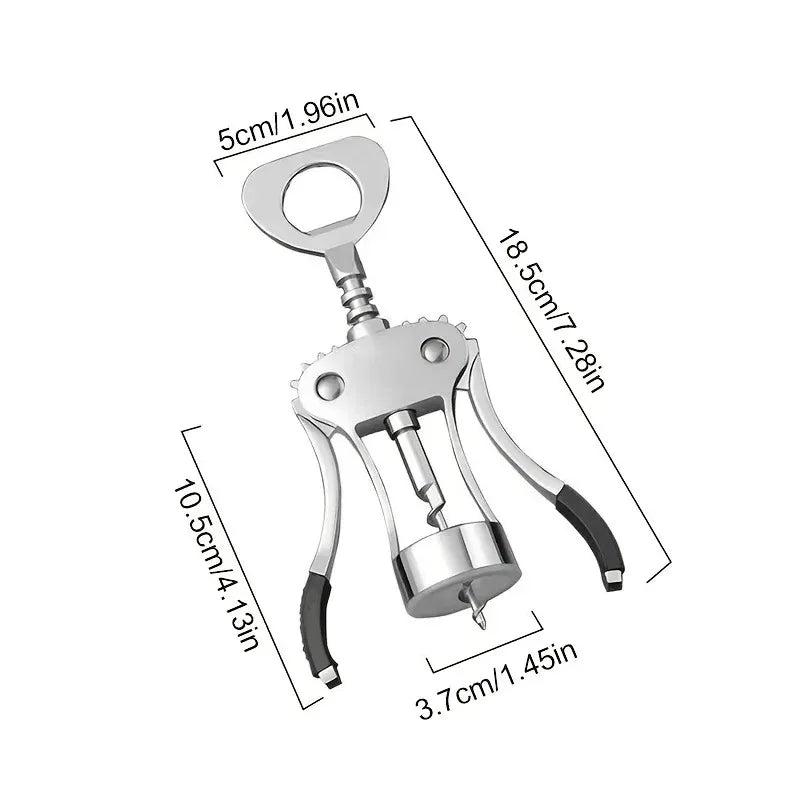 Wing Corkscrew Wine Opener – Zinc Alloy & Stainless Steel Multifunctional Bottle Opener