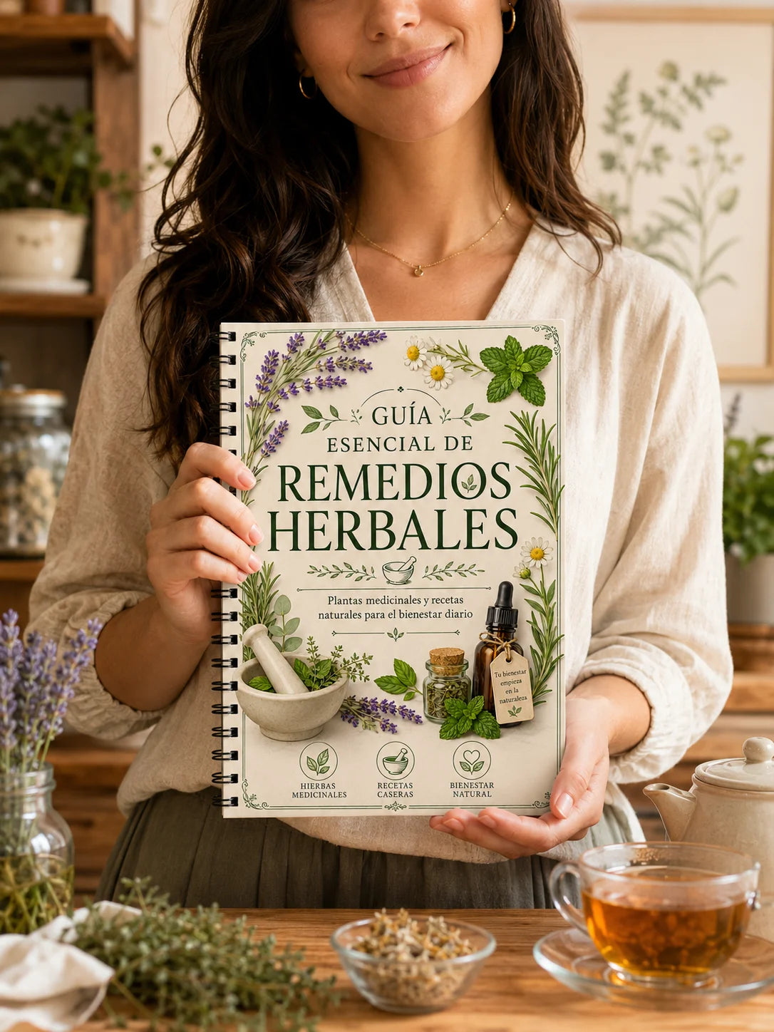 Spanish Herbal Remedies Guide A5 Spiral Notebook Natural Wellness