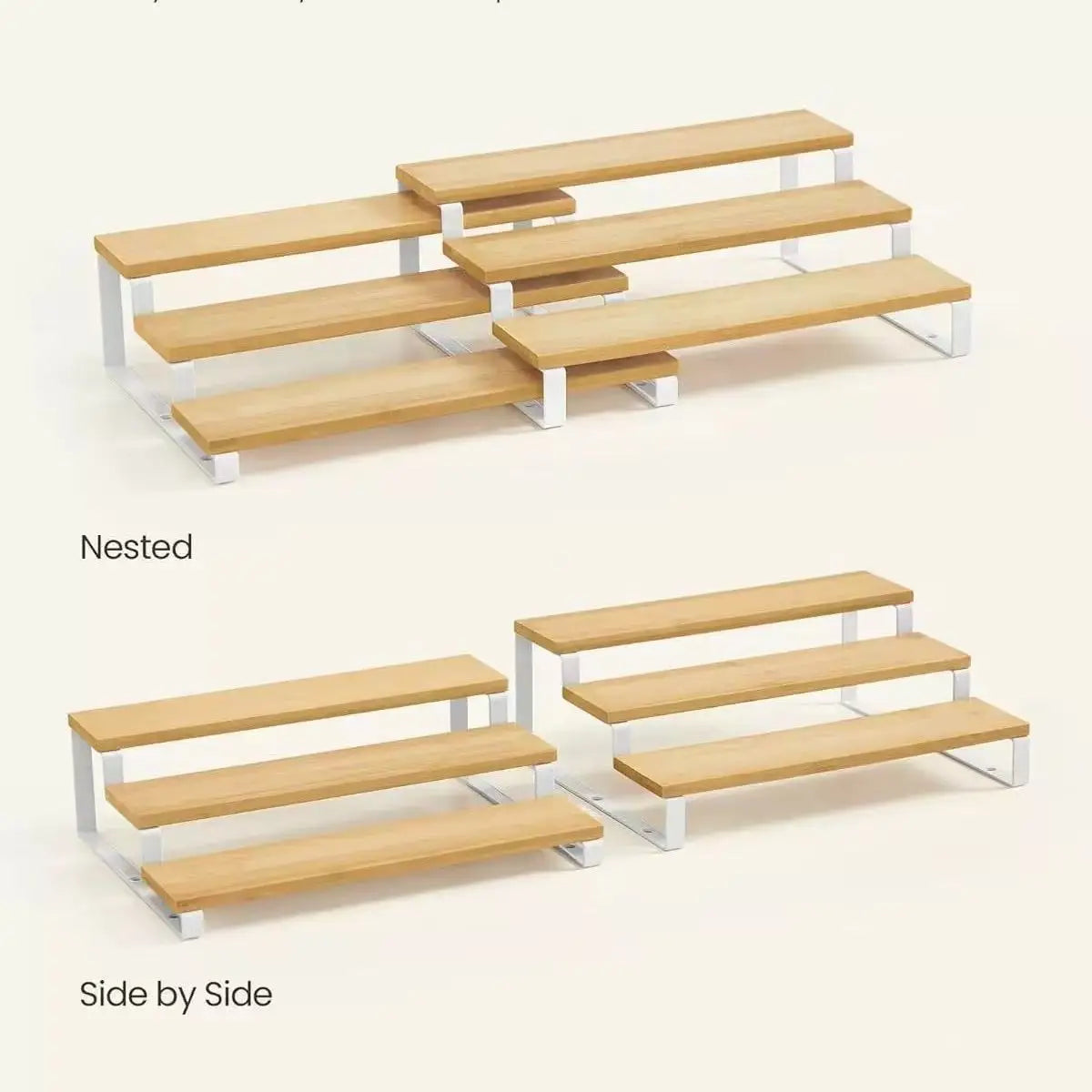 3-Tier Expandable Bamboo Spice Rack & Kitchen Shelf Organizer