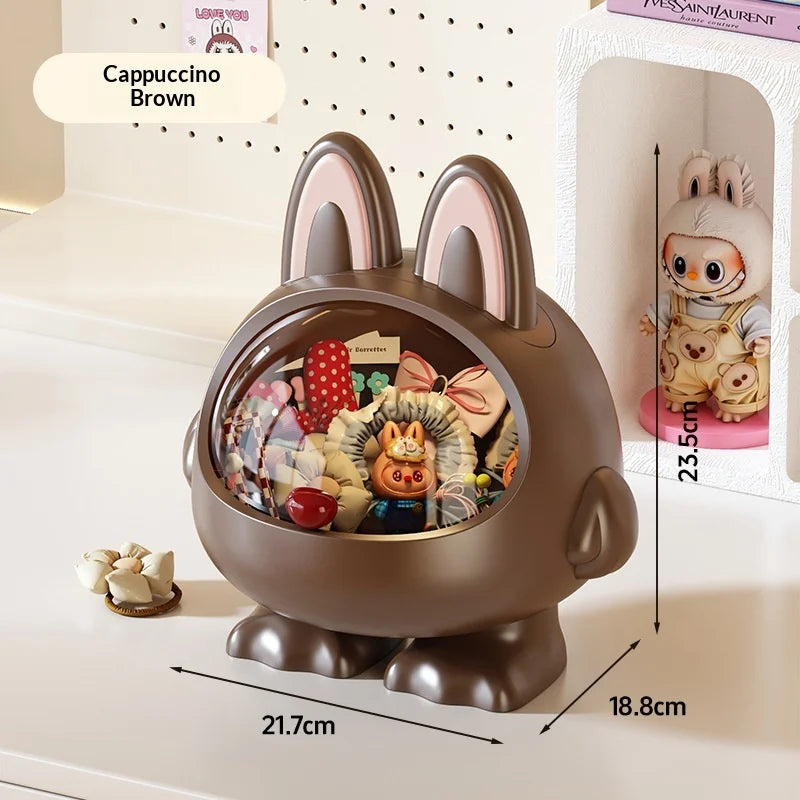 Cute Cartoon Large Capacity Plastic Desktop Storage Box Hair Clips Jewelry Mini Hair Accessories Organizer for Girls Bedroom Peaceful Pleasures Health and Wellness Coffee