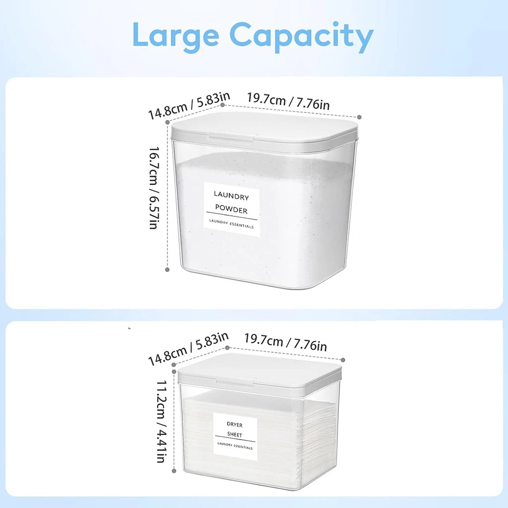 Laundry Pods Container with Pop-Up Lid – Square PS Storage Box for Dryer Sheets, Washing Powder & Scent Boosters