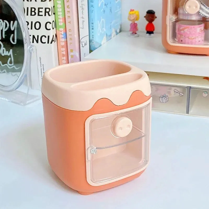 Creative Multi-grid Piggy Pen Holder Cute Girly Heart Student